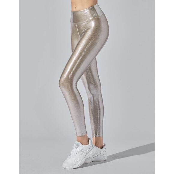 Heroine Sport Pants - Heroine Sport Marvel Leggings Quartz Size Large Metallic Shine Silver Gold